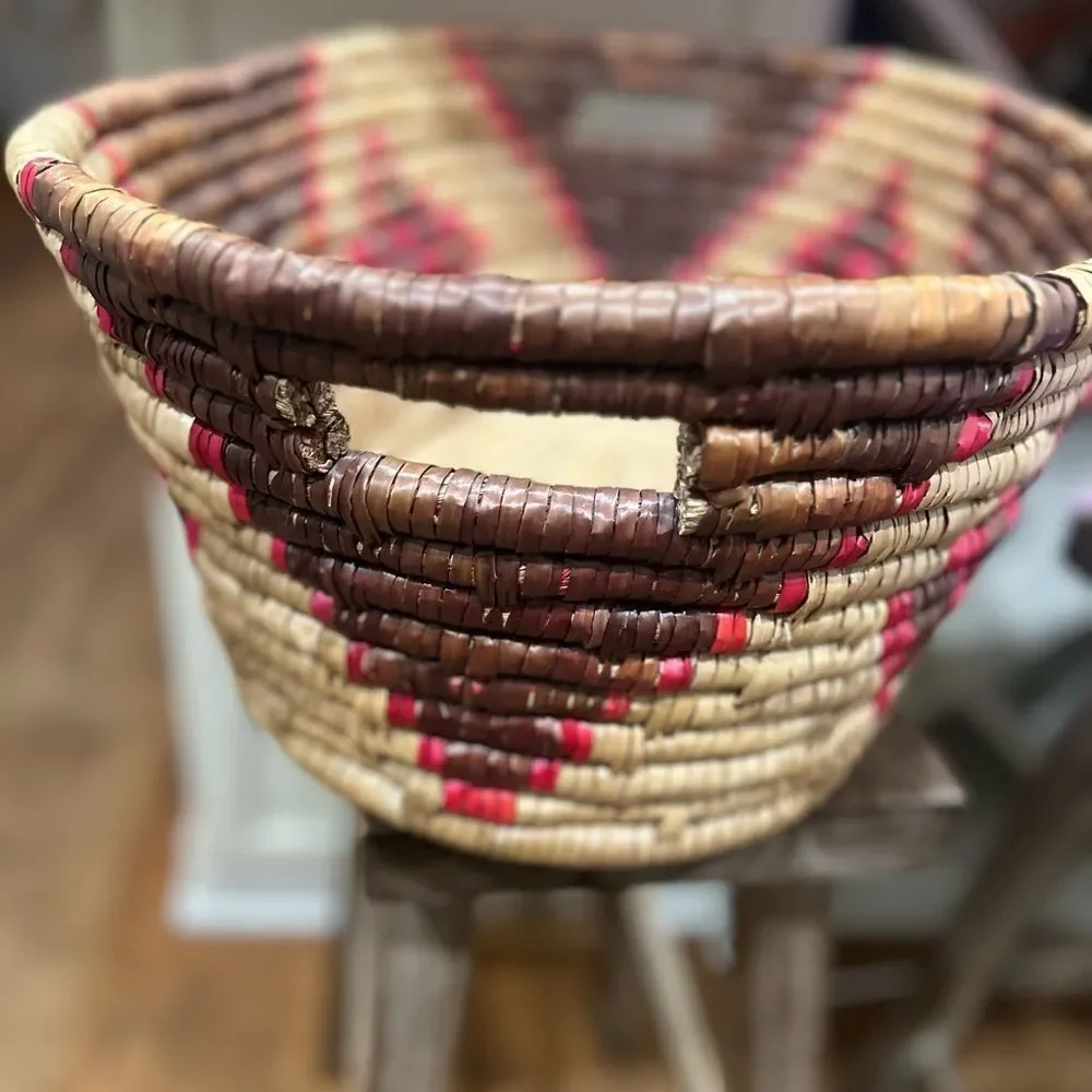 - Yupik coil basket Inuit vintage LARGE 16 x 20” handles